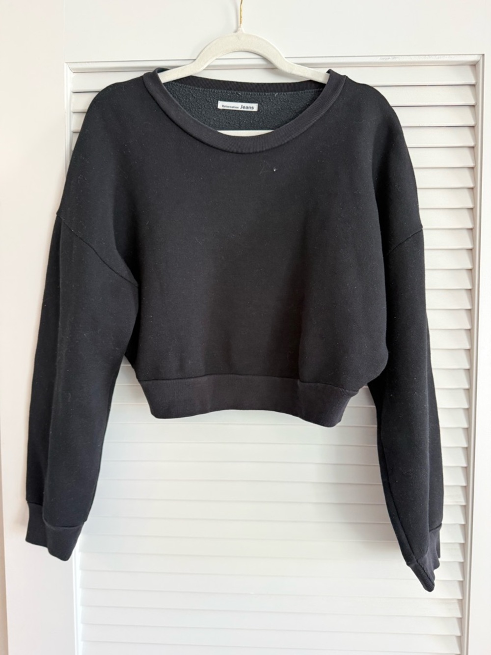 Reformation Jeans Black Crewneck Sweatshirt - Small